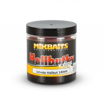 Mikbaits Halibutky v dipu 250ml - Jahoda Halibut 14mm