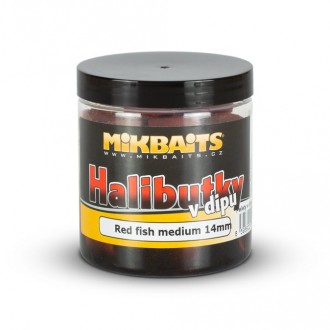 Mikbaits Halibutky v dipu 250ml - Red fish Halibut 14mm