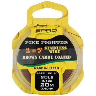 Spro lanko na dravce 1x7 Brown Coated Wire 0,40mm 20met