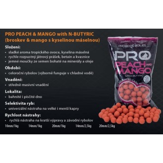 Starbaits boilies Probiotic Peach Mango + N-Butyric 800gr 14mm