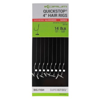Korum návazce Quickstop 4" Hair Rigs 8 ks
