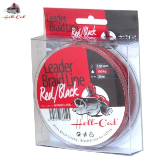 Splétaná návazcová šňůra Hell-Cat - Leader Braid Line Red/Black 20m / 0,90mm