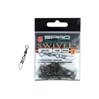 Spro karabinka s obratlíkem Black Barell Swivel + Hook Snap 10ks